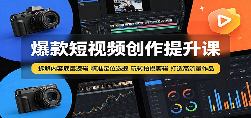 爆款短视频创作提升课：拆解内容底层逻辑，精准定位选题玩转拍摄剪辑打造高流量作品-资源后花园