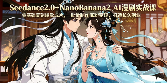 Seedance2.0+NanoBanana2 AI漫剧实战课，零基础复刻爆款成片涨粉变现，打造长久副业收益-资源后花园