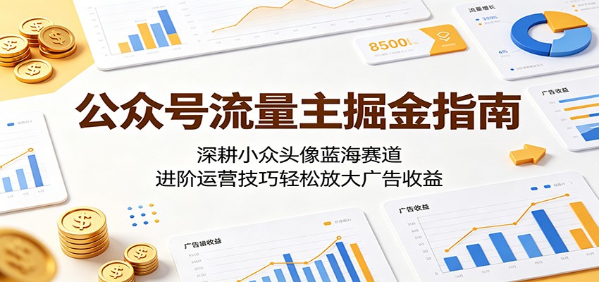 公众号流量主掘金指南：深耕小众头像蓝海赛道，进阶运营技巧轻松放大广告收益-资源后花园