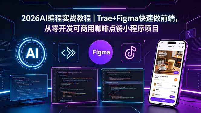 2026AI编程实战教程｜Trae+Figma快速做前端，从零开发可商用咖啡点餐小程序项目-资源后花园