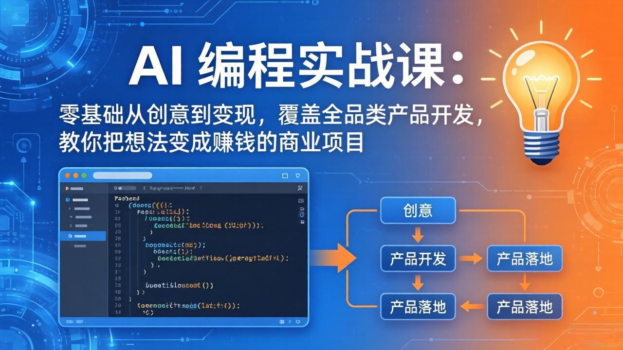 AI编程实战课-第三期-5月更新：零基础从创意到变现，覆盖全品类产品开发，把想法变成赚钱项目-资源后花园