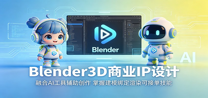 Blender3D商业IP设计：融合AI工具辅助创作，掌握建模绑定渲染可接单技能-资源后花园