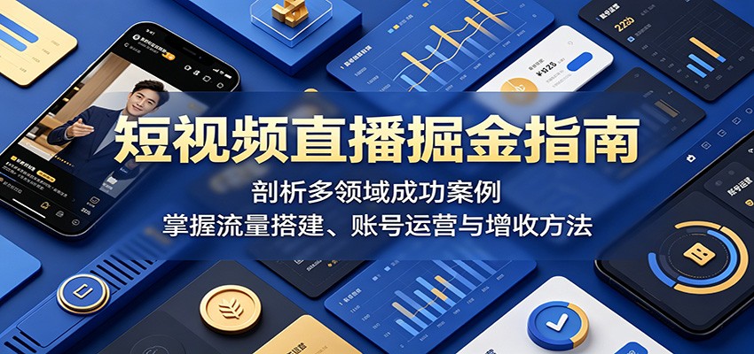 短视频直播掘金指南：剖析多领域成功案例，掌握流量搭建、账号运营与增收方法-资源后花园