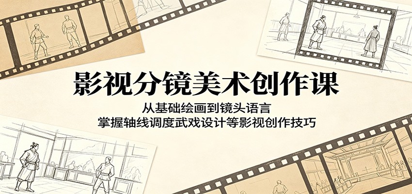 影视分镜美术创作课：从基础绘画到镜头语言，掌握轴线调度武戏设计等影视创作技巧-资源后花园