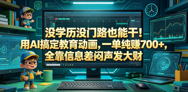 没学历没门路也能干！用AI搞定教育动画，一单纯賺700+，全靠信息差闷声发大财【揭秘】-资源后花园