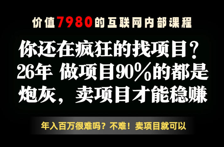 26年请不要疯狂的找项目了，卖项目远比你想象的暴利，你也可以月入10W+【揭秘】-资源后花园