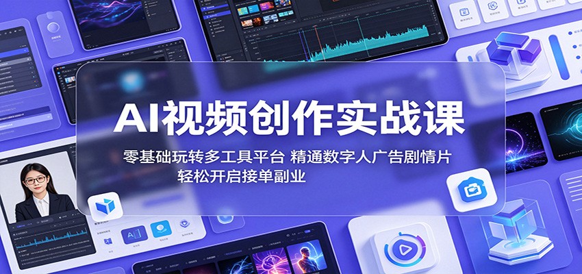 AI视频创作实战课：零基础玩转多工具平台，精通数字人广告、剧情片，轻松开启接单副业-资源后花园