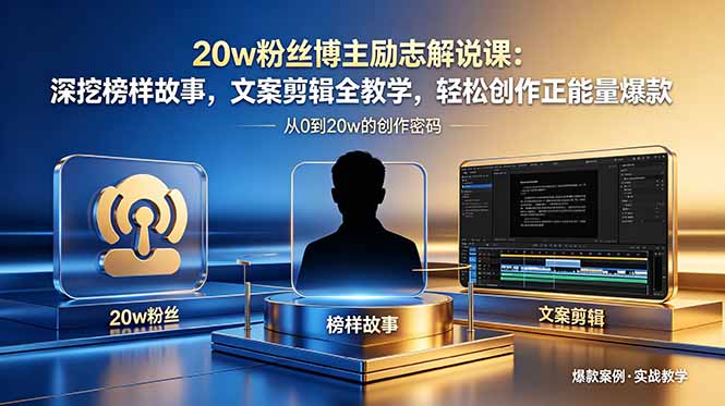 20w粉丝博主励志解说课：深挖榜样故事，文案剪辑全教学，轻松创作正能量爆款-资源后花园