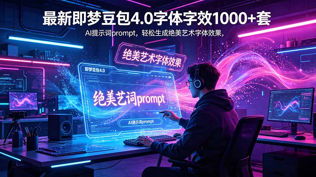 最新即梦豆包4.0字体字效1000+套，AI提示词prompt，轻松生成绝美艺术字体效果-资源后花园