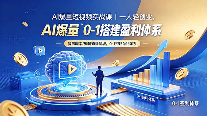 AI爆量短视频实战课｜一人轻创业，算法脚本剪辑直播同城，0-1搭建盈利体系-资源后花园