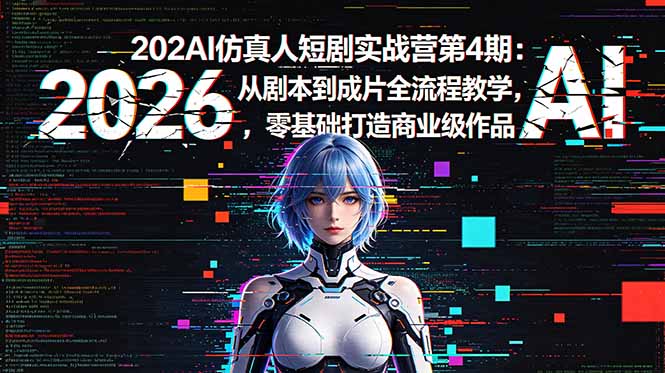 2026AI仿真人短剧实战营第4期：从剧本到成片全流程教学，零基础打造商业级作品-资源后花园