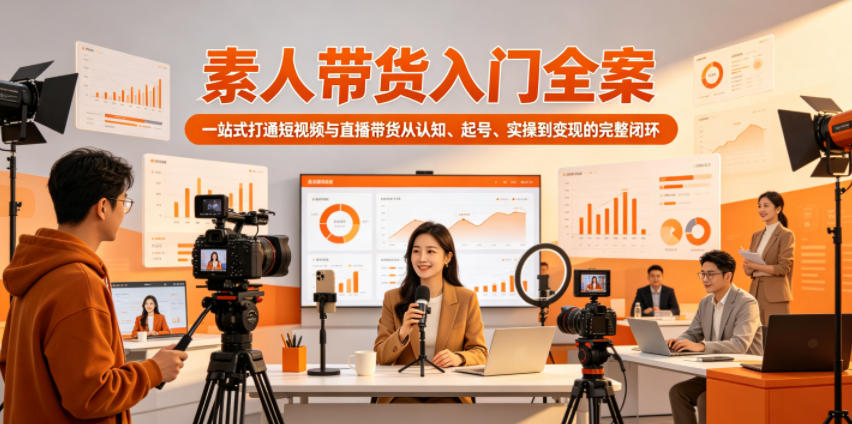 素人带货入门全案，一站式打通短视频与直播带货从认知、起号、实操到变现的完整闭环-资源后花园