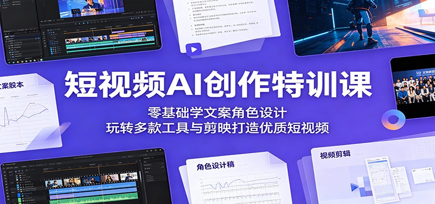 短视频AI创作特训课：零基础学文案角色设计，玩转多款工具与剪映打造优质短视频-资源后花园