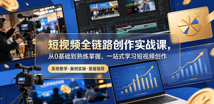 短视频全链路创作实战课，从0基础到熟练掌握，一站式学习短视频创作-资源后花园