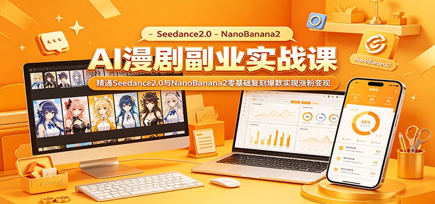 AI漫剧副业实战课：精通Seedance2.0与NanoBanana2零基础复刻爆款实现涨粉变现-资源后花园