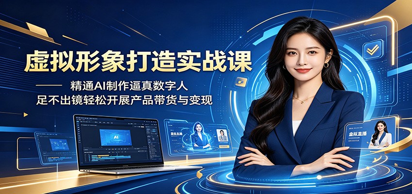 虚拟形象打造实战课：精通AI制作逼真数字人，足不出镜轻松开展产品带货与变现-资源后花园
