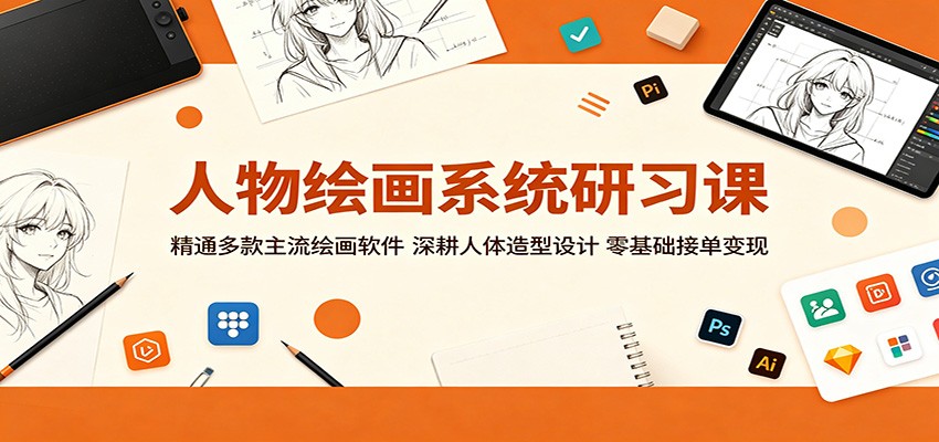 人物绘画系统研习课:精通多款主流绘画软件,深耕人体造型设计,零基础接单变现-资源后花园