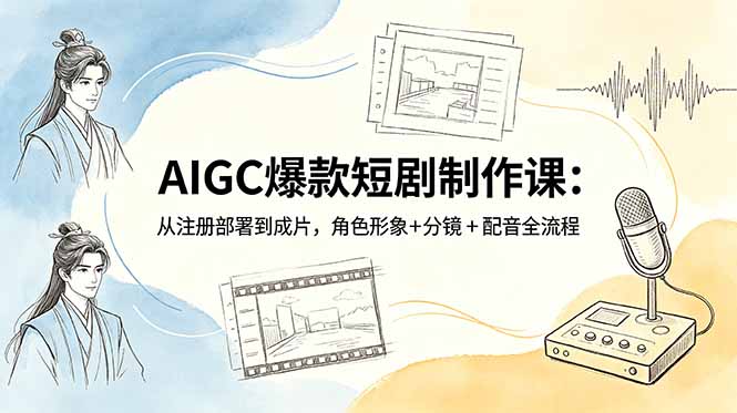 AIGC爆款短剧制作课:从注册部署到成片,角色形象+分镜+配音全流程-资源后花园
