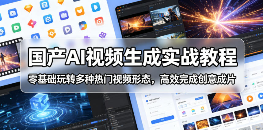 国产AI视频生成实战教程，零基础玩转多种热门视频形态，高效完成创意成片-资源后花园