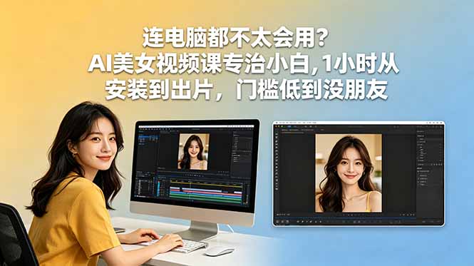 连电脑都不太会用？AI美女视频课专治小白，1小时从安装到出片，门槛低到没朋友-资源后花园