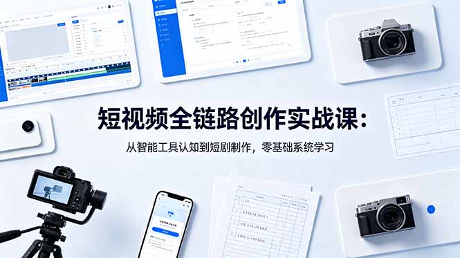 短视频全链路创作实战课：从智能工具认知到短剧制作，零基础系统学习-资源后花园