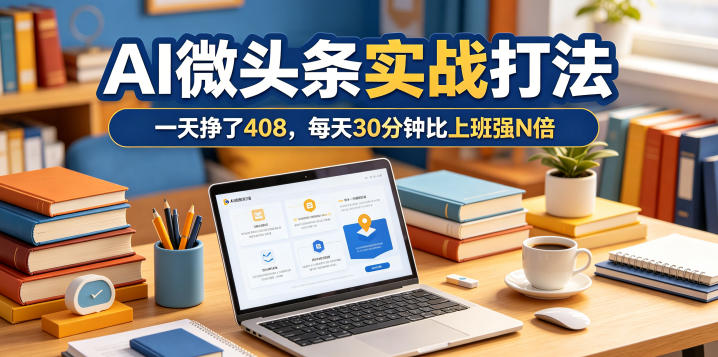 一天挣了408，AI微头条实战打法，每天30分钟比上班强N倍-资源后花园