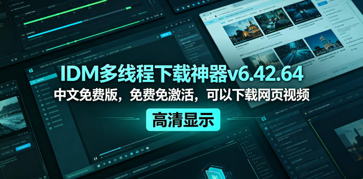 IDM多线程下载神器v6.42.64中文免费版，免费免激活，可以下载网页视频(例如飞书文档内的视频)-资源后花园