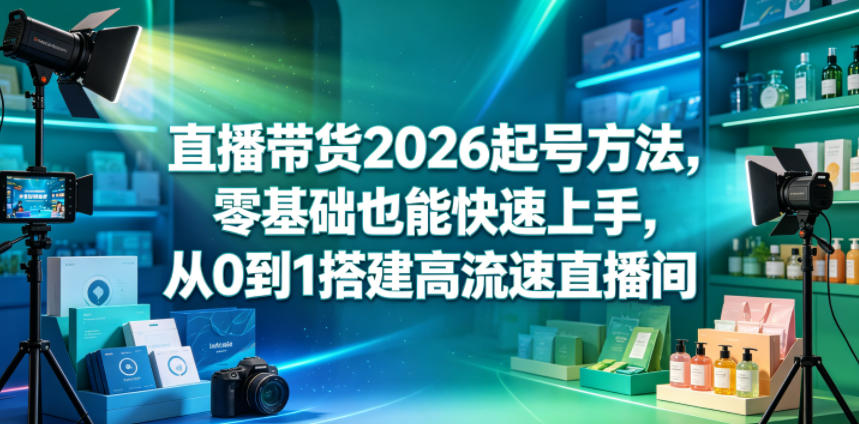 直播带货2026起号方法，零基础也能快速上手，从0到1搭建高流速直播间-资源后花园