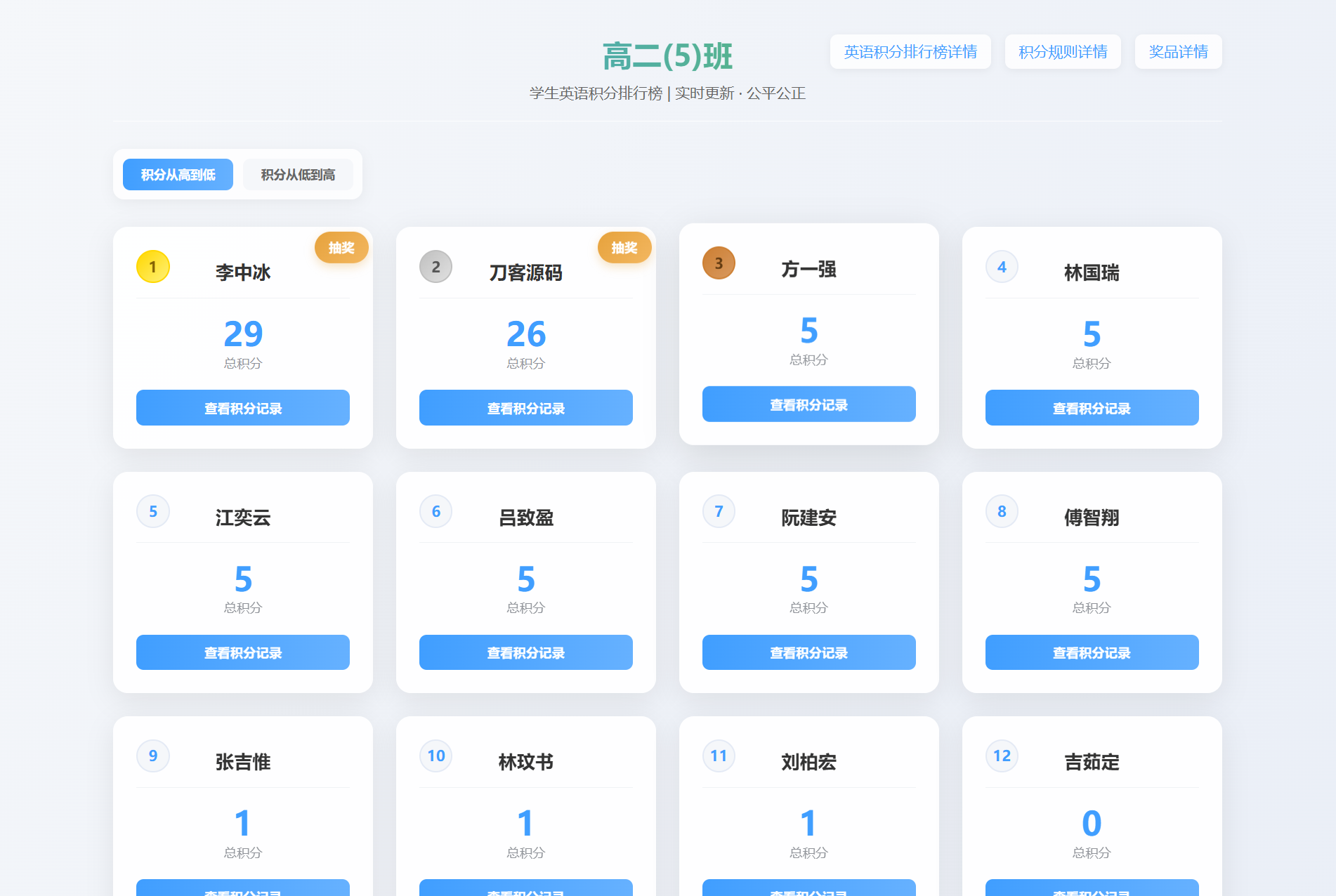 班级学生平时表现记录 积分抽奖系统源码 全开源-资源后花园