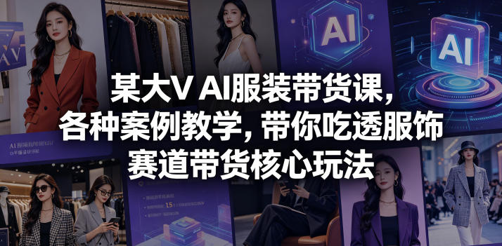 某大V AI服装带货课，各种案例教学，带你吃透服饰赛道带货核心玩法-资源后花园