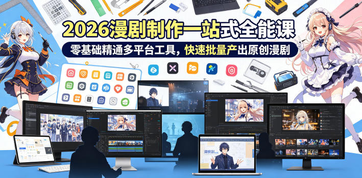 2026 AI漫剧制作一站式全能课，零基础精通多平台工具，快速批量产出原创漫剧-资源后花园