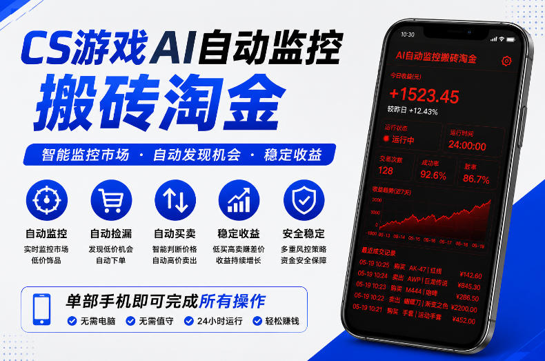 CS游戏AI自动监控搬砖淘金，稳定运行多年，支持任何形式验证，日入300+【揭秘】-资源后花园
