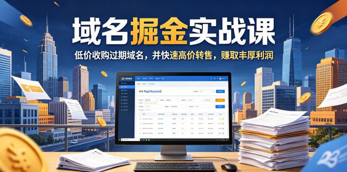 域名交易掘金实战课，低价收购过期域名，并快速高价转售，賺取丰厚利润【原创双语字幕】-资源后花园