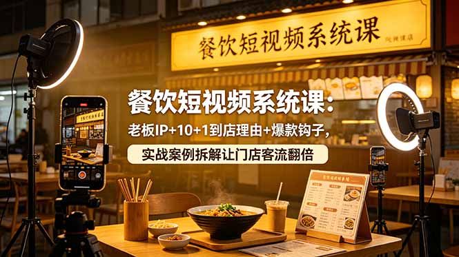 餐饮短视频系统课:老板IP+10+1到店理由+爆款钩子,实战案例拆解让门店客流翻倍-资源后花园