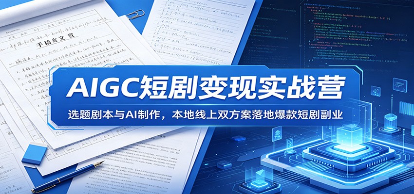 AIGC短剧变现实战营：选题剧本与AI制作，本地线上双方案落地爆款短剧副业-资源后花园