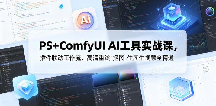 PS+ComfyUI AI工具实战课，插件联动工作流，高清重绘-抠图-生图生视频全精通-资源后花园