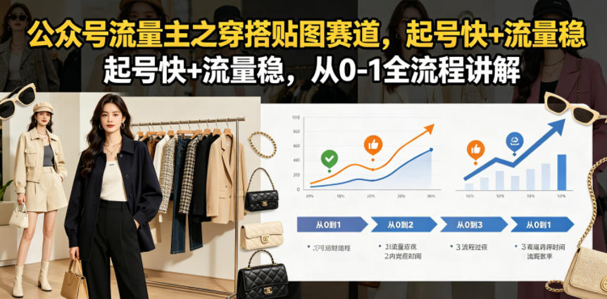 公众号流量主之穿搭贴图赛道，起号快+流量稳，从0-1全流程讲解-资源后花园