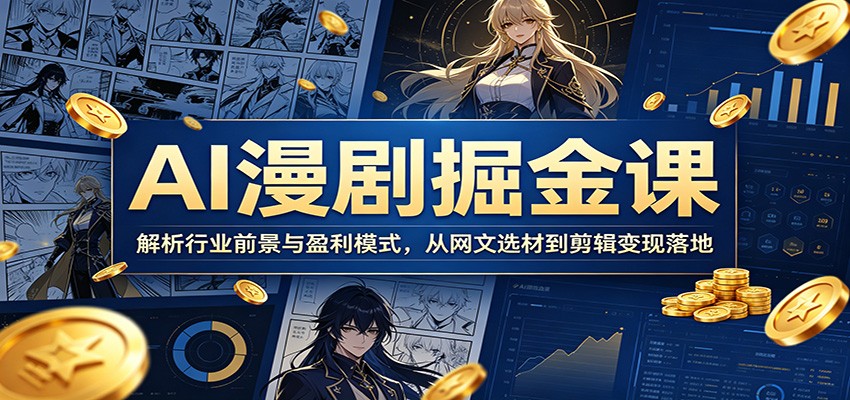 AI漫剧掘金课：解析行业前景与盈利模式，从网文选材到剪辑变现落地-资源后花园