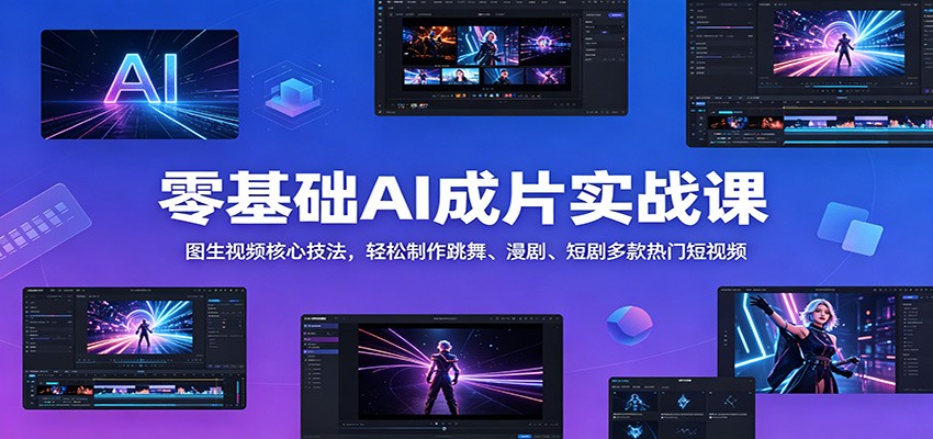 零基础AI成片实战课：图生视频核心技法，轻松制作跳舞、漫剧、短剧多款热门短视频-资源后花园