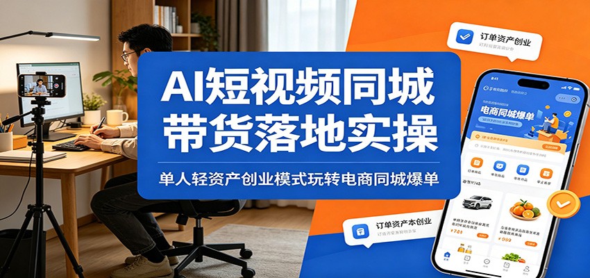 AI短视频同城带货落地实操：单人轻资产创业模式玩转电商同城爆单-资源后花园