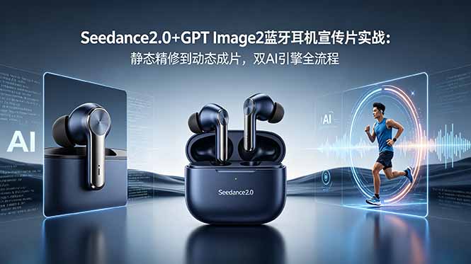 Seedance2.0+GPT Image2蓝牙耳机宣传片实战：静态精修到动态成片，双AI引擎全流程-资源后花园