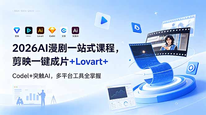 2026AI 漫剧一站式课程，剪映一键成片+Lovart+Codel+突触AI，多平台工具全掌握-资源后花园