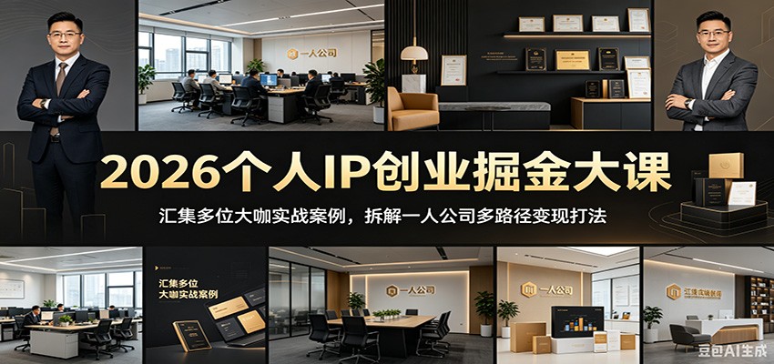 2026个人IP创业掘金大课：汇集多位大咖实战案例，拆解一人公司多路径变现打法-资源后花园