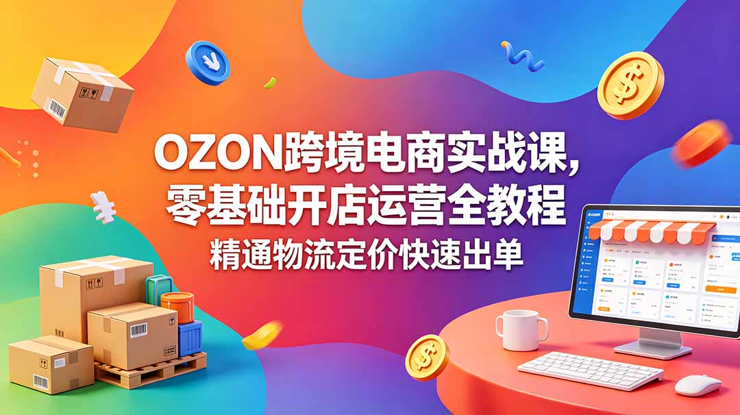 OZON 跨境电商实战课，零基础开店运营全教程，精通物流定价快速出单-资源后花园