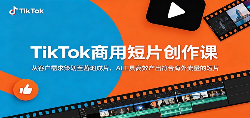 TikTok商用短片创作课：从客户需求策划至落地成片，AI工具高效产出符合海外流量的短片-资源后花园