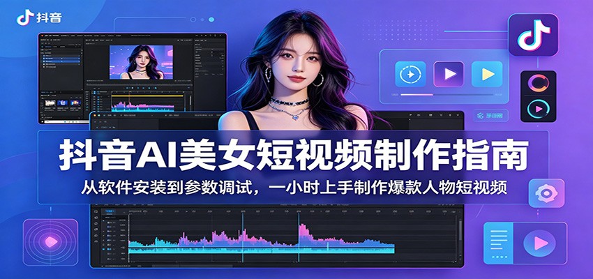 抖音AI美女短视频制作指南：从软件安装到参数调试，一小时上手制作爆款人物短视频-资源后花园