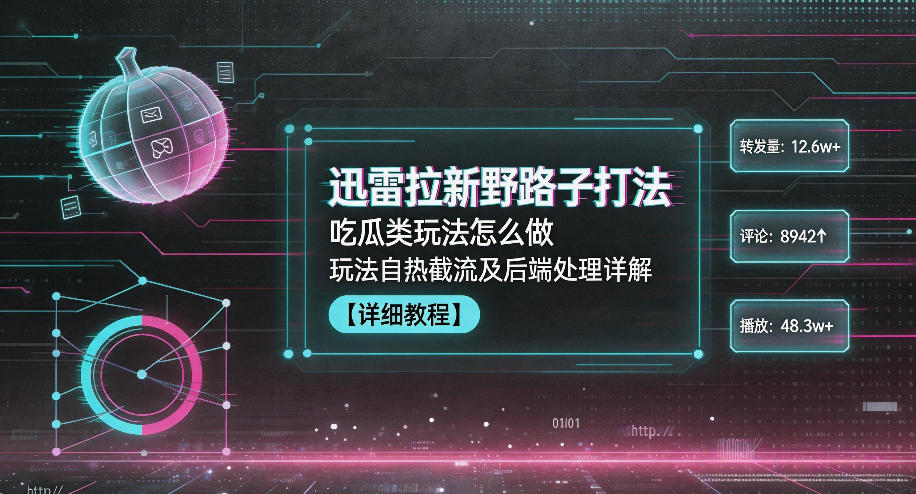 迅雷拉新野路子打法，吃瓜类玩法怎么做，玩法自热截流及后端处理详解-资源后花园