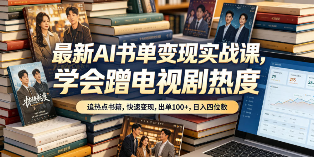 最新AI书单变现实战课，学会蹭电视剧热度，追热点书籍，快速变现，出单100+，日入四位数-资源后花园