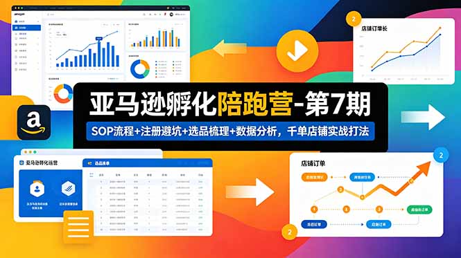 亚马逊孵化陪跑营-第7期：SOP流程+注册避坑+选品梳理+数据分析，千单店铺实战打法-资源后花园