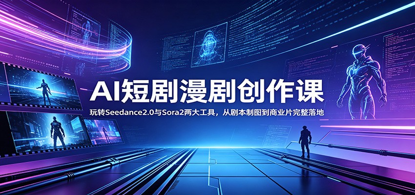 AI短剧漫剧创作课：玩转Seedance2.0与 Sora2两大工具，从剧本制图到商业片完整落地-资源后花园